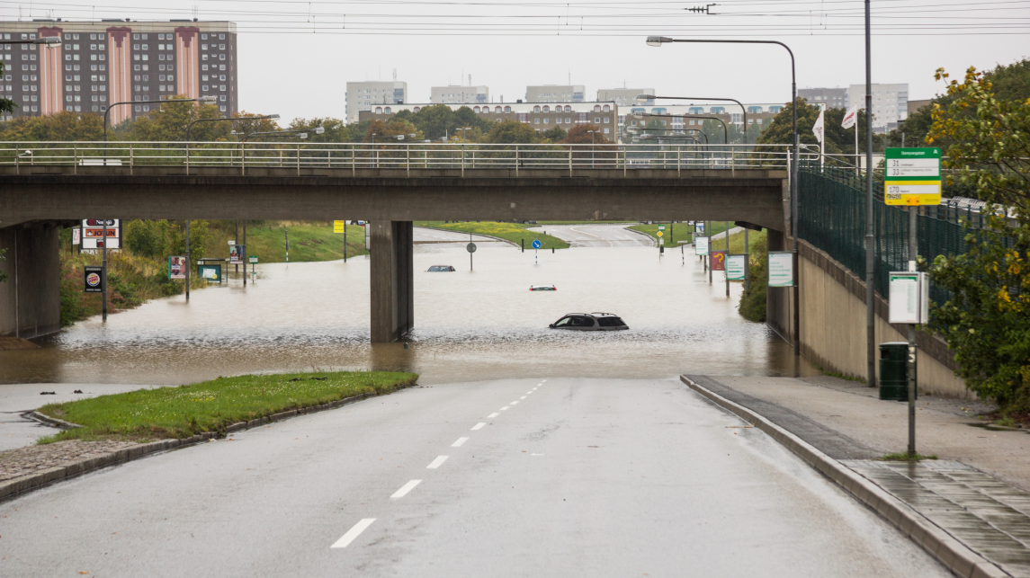 flood under a bridge in Malmö