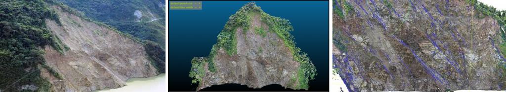 Slope failure, 3D digital model and geological discontinuity mapping