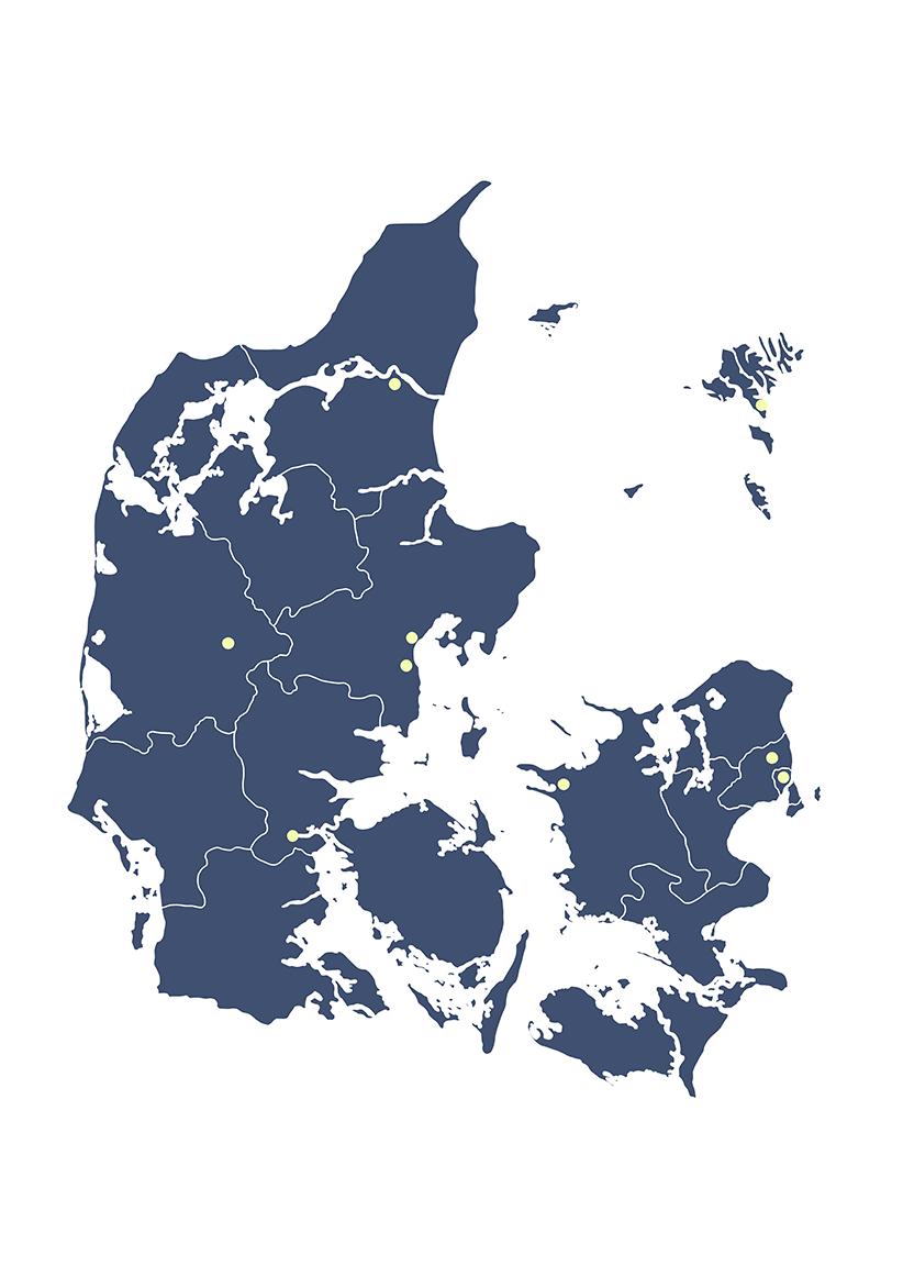 Danmarkskort med AFRY-kontorer