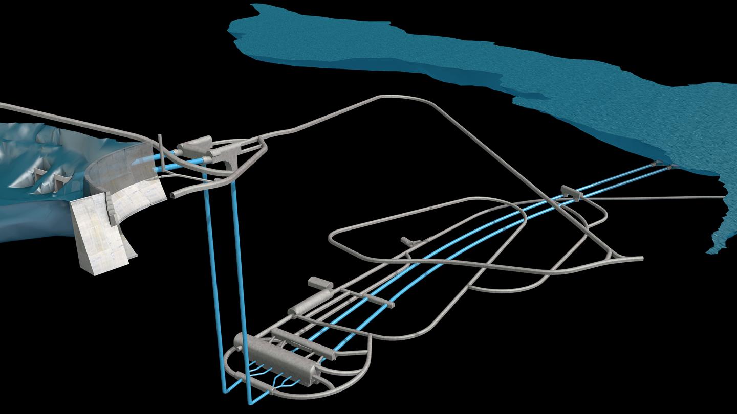 3D visualisation of Nant de Drance PSP tunnels and waterways