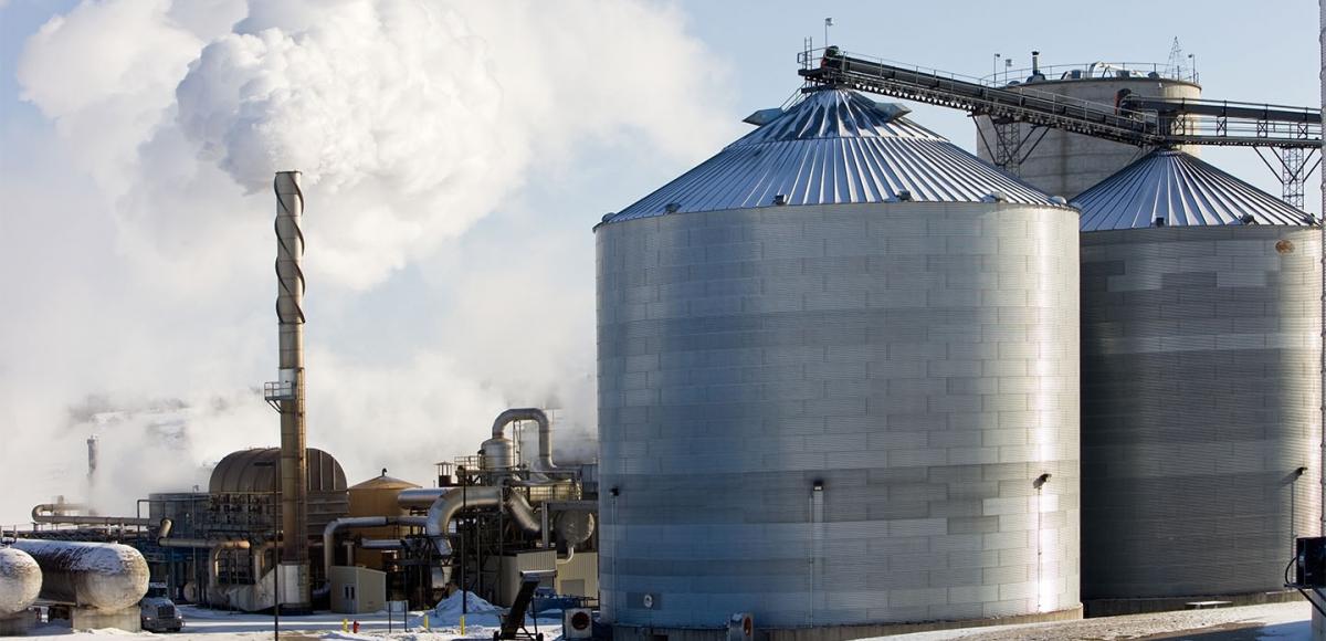 Ethanol Producing Biorefinery on a Cold Winter Day 