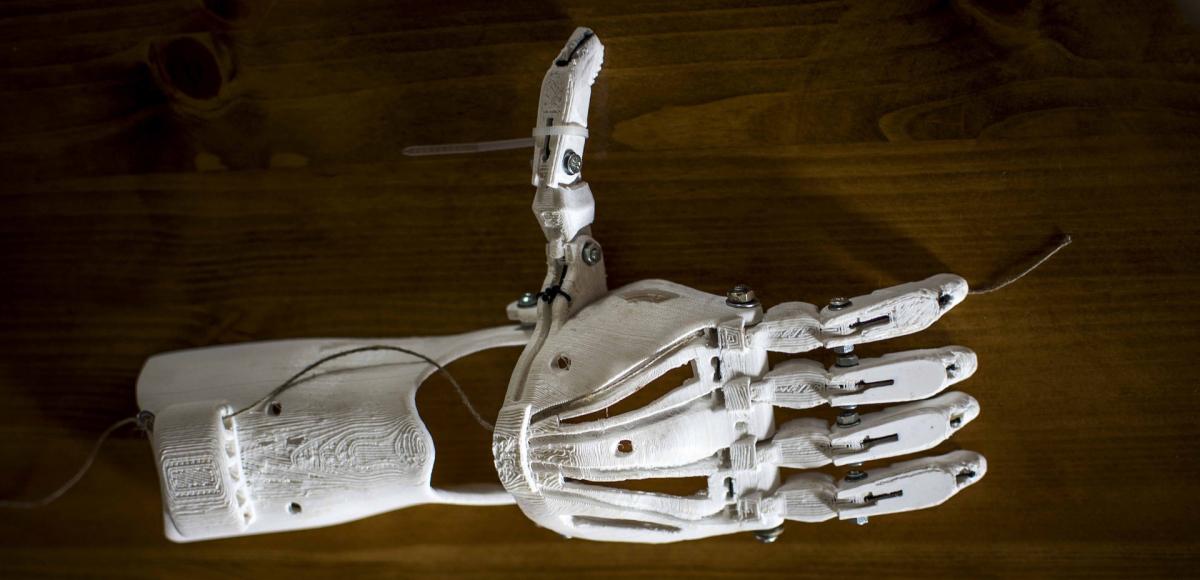 3d print prostetic skeleton hand thumbs up