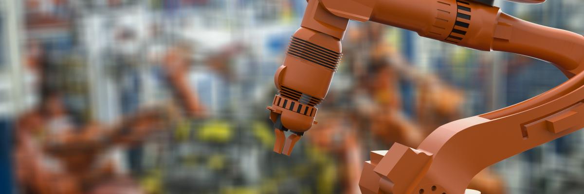 Orange AI Robot in production plant