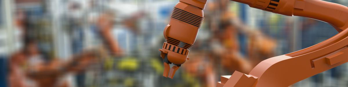 Orange AI Robot in production plant