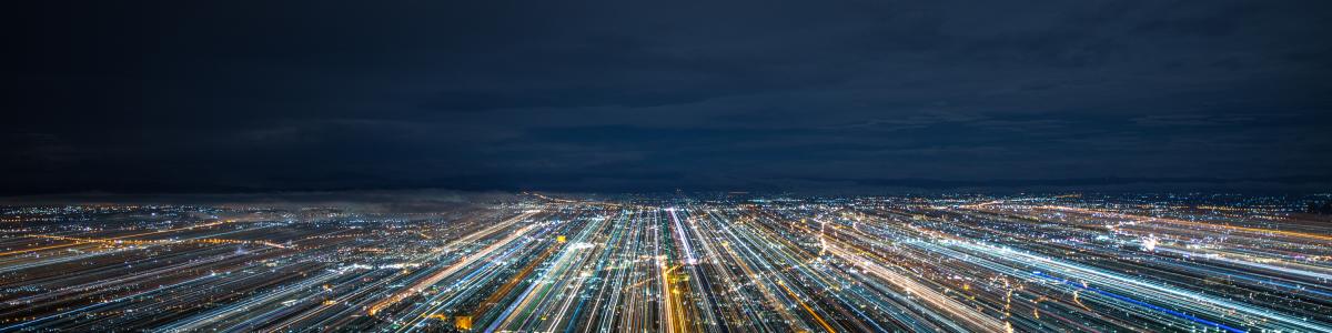 Ariel view or urban landscape at night time