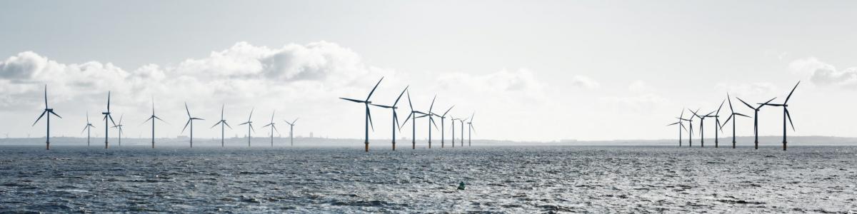 Offshore wind turbines in the ocean