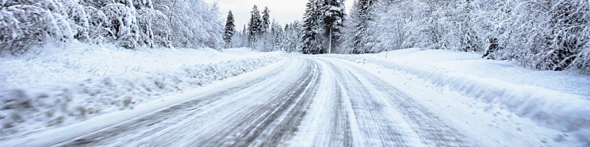 Snow covered forest road in Hemavan, Sweden