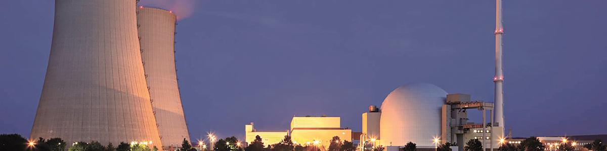 Nuclear power plant at twilight