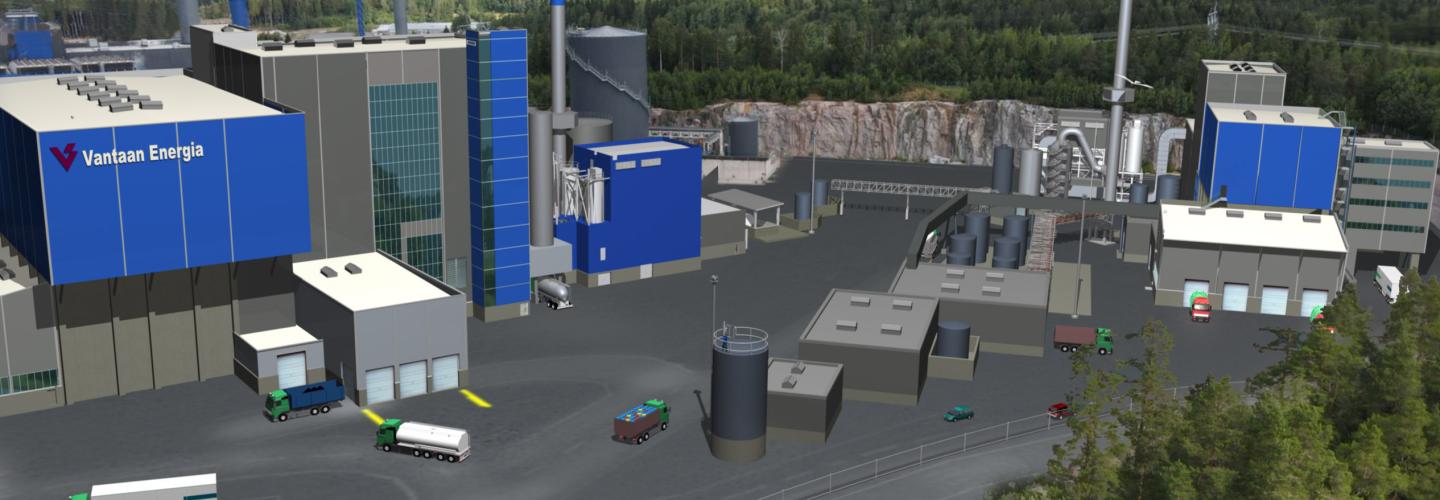 Projekti: Havainne kuva Vantaan Energian vaarallisten jätteiden käsittelylaitoksesta. (Kuva: Vantaan Energia)