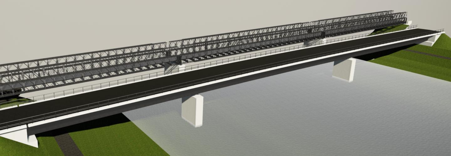 Tidigt utkast av ny och tillfällig bro över Torne Älv.