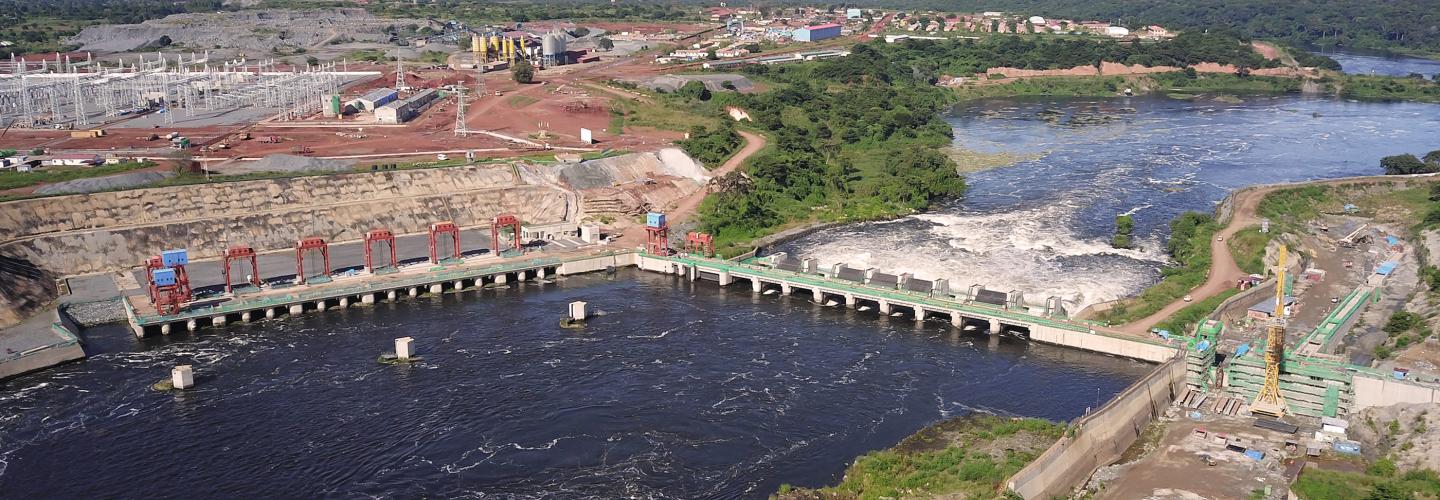 Aerial view of Karuma HPP and surrounding landscape