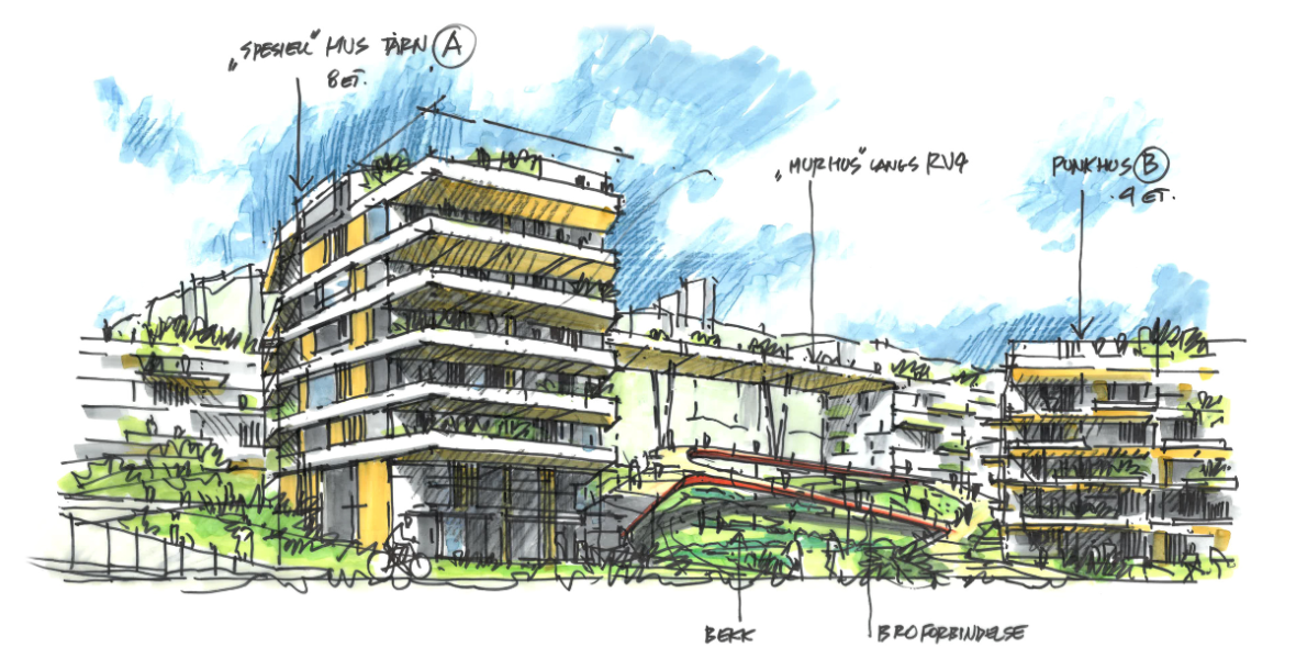 sketch of the buildings and area