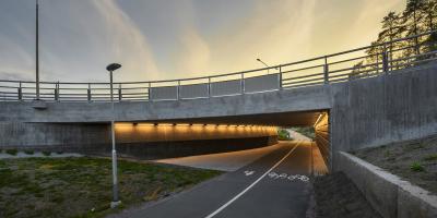 A bridge over a pedestrian / cycling route