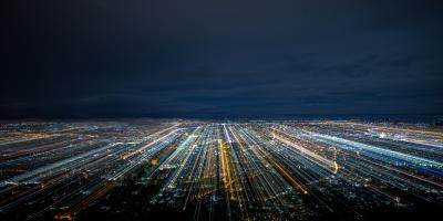 Ariel view or urban landscape at night time