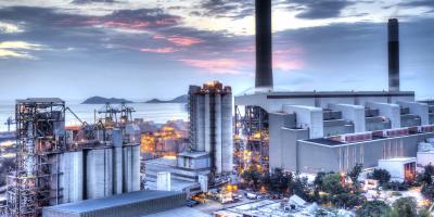 Industry-plant-dusk-sea-site-chimney