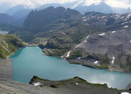 View of the two Reservoirs Emosson and Vieux Emosson