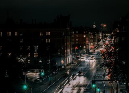 Copenhagen street scene at night 