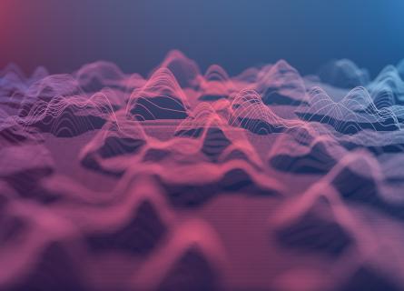 Visualisation of data with pink and blue waves