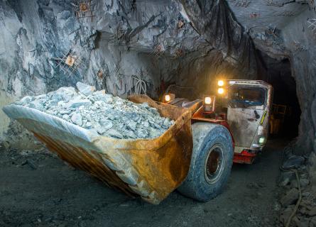 Gold-mine-truck-deep-tunnel-miner-underground-metal