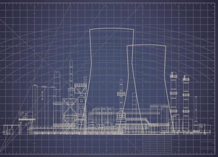 Cross section view of plan for a nuclear power plant