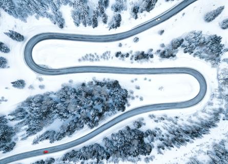 road from above in winter