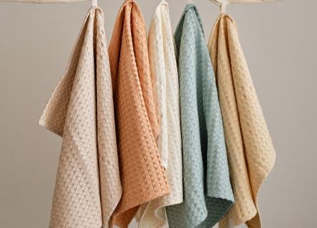 towels hanging in a row