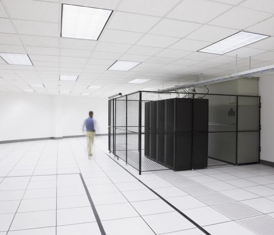 white room with fenced data storage