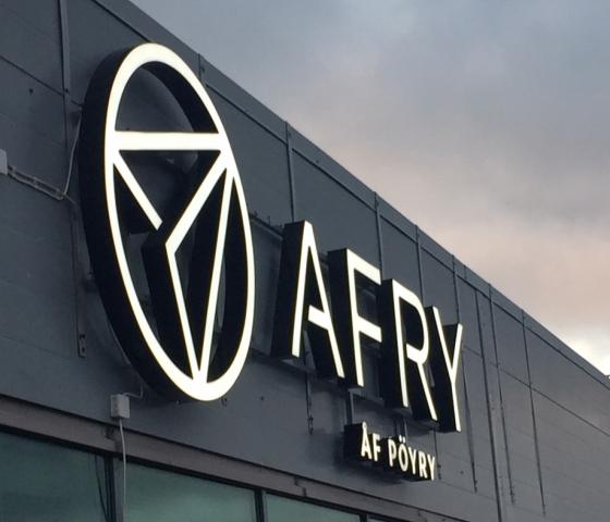 AFRY sign on office wall