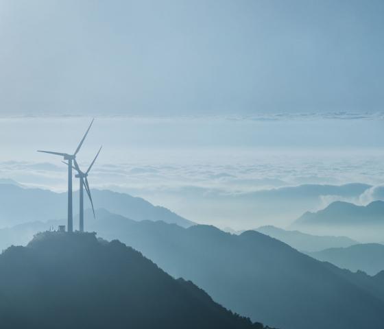 inland wind farm on the top of jiugong mountain, hubei province, China