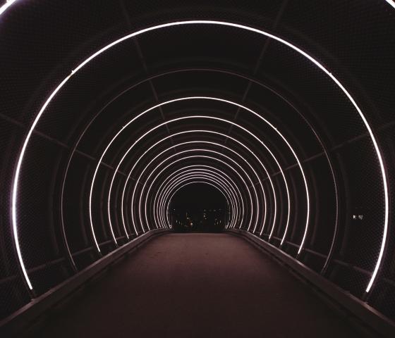 A road leading through a tunnel