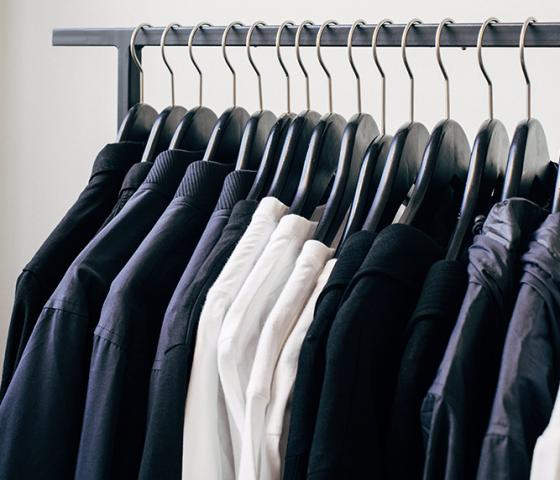 Clothes in a rack