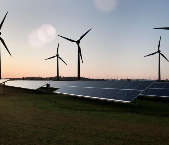 solar power and wind turbines