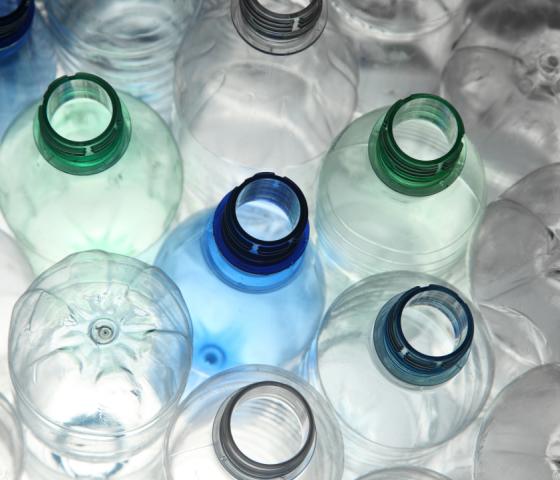 empty bottles in different colours seen from above