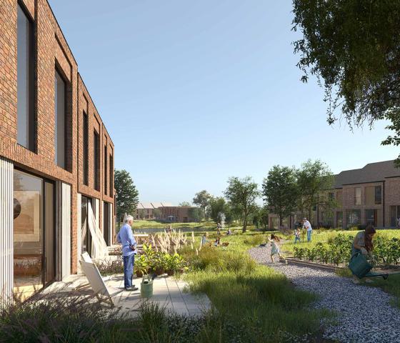 Det nye kvarter i Hedehusene, Søkvarteret, er centralt placeret i fremtidens forstad, Nærheden, med udsigt til Sejlbjerg Mose - 