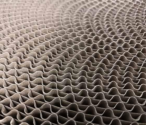 Close-up of corrugated paper roll